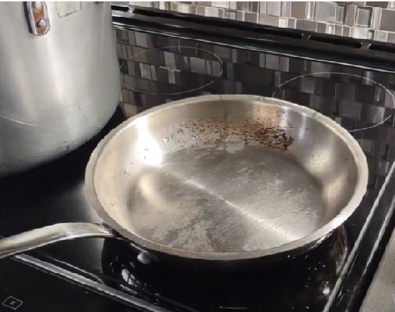 dirty stainless steel pan