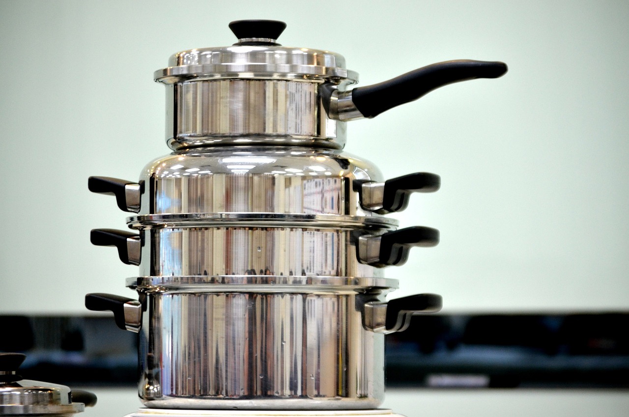 set of stainless steel pots and pans