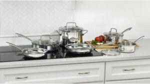 Cuisinart Classic Pots  Pans Set, 10 pcs Cookware Set with Saucepans, Saute pans,  Skillets- Tapered Rims for Drip Free Pouring  Cool Grip Handles, Stainless Steel, TPS-10
