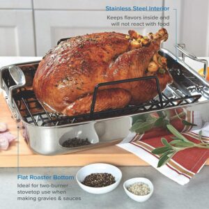 Viking Culinary 3-Ply Stainless Steel Roasting Pan, Includes a Nonstick Rack, Dishwasher, Oven Safe, Works on All Cooktops including Induction