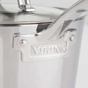 Viking Culinary Contemporary 3-Ply Stainless Steel Saucepan, 2.4 Quart, Includes Glass Lid, Dishwasher, Oven Safe, Works on All Cooktops including Induction