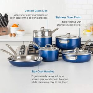 Viking Culinary Multi-Ply Color 2-Ply Cookware Set, 11 piece, Includes Stainless Steel Lids, Dishwasher, Oven Safe, Works on All Cooktops including Induction