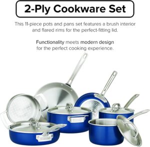 Viking Culinary Multi-Ply Color 2-Ply Cookware Set, 11 piece, Includes Stainless Steel Lids, Dishwasher, Oven Safe, Works on All Cooktops including Induction