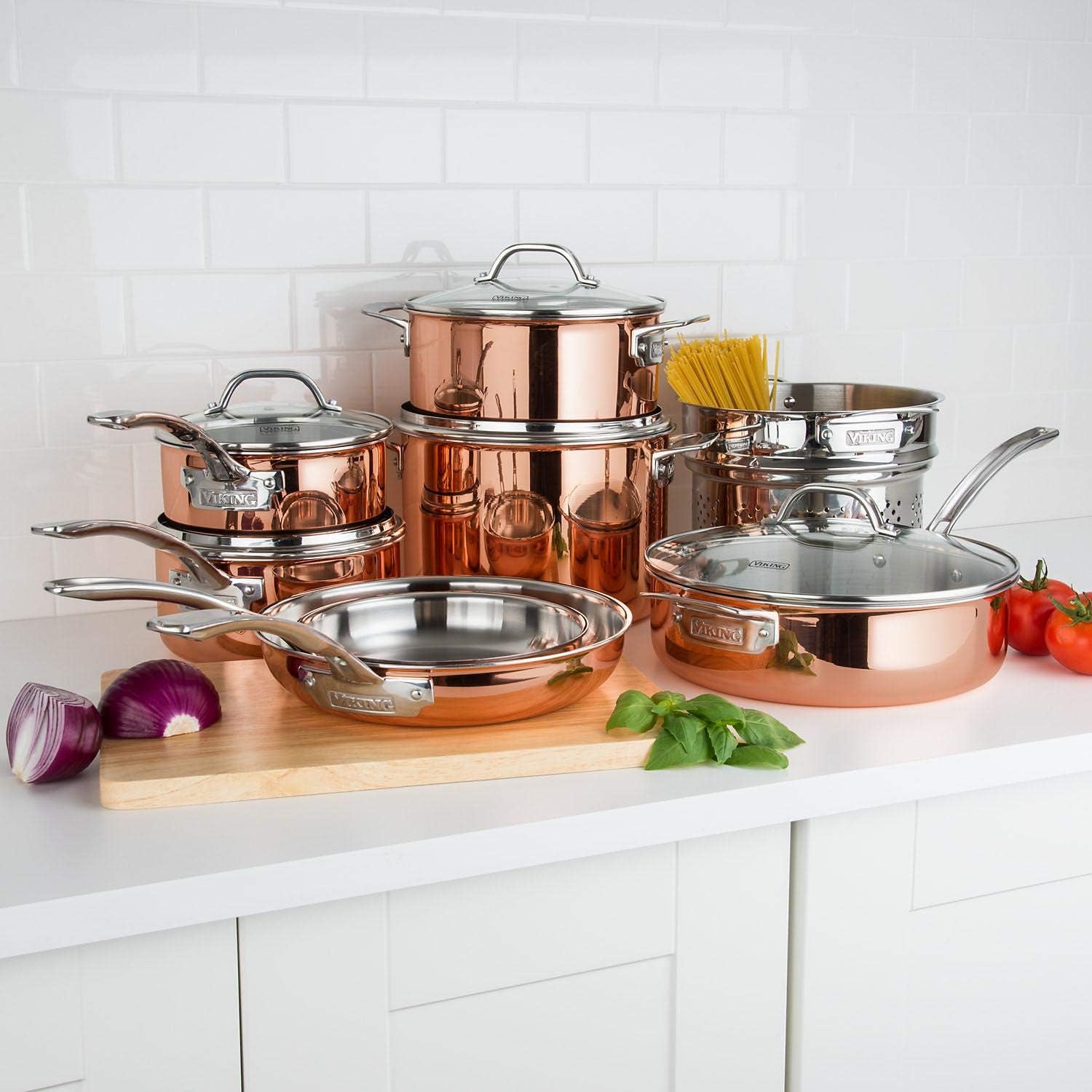 13-Piece Tri-Ply Copper Cookware Set by Viking