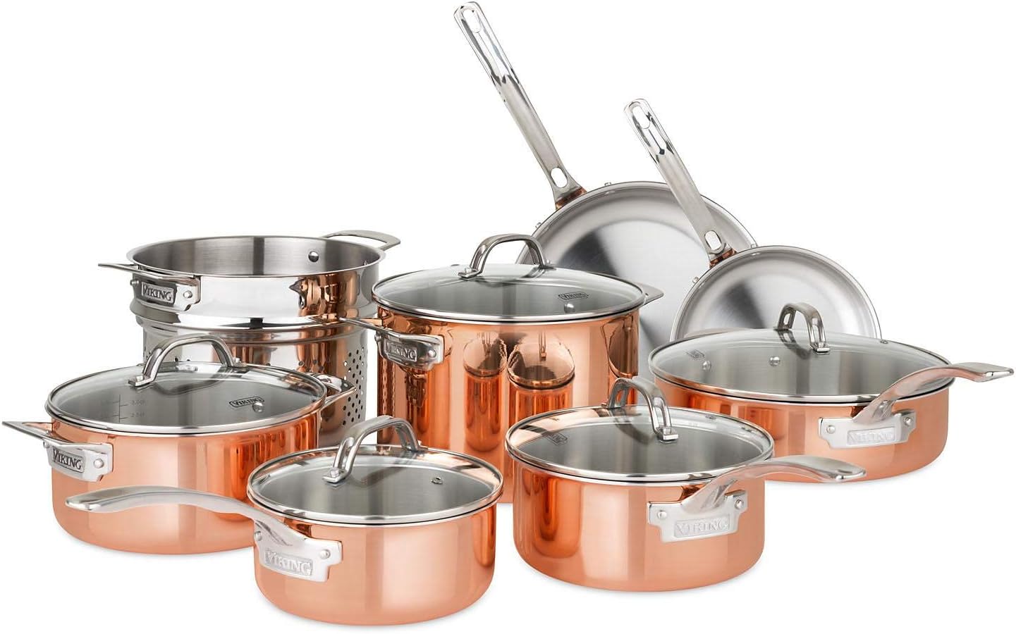 13-Piece Tri-Ply Copper Cookware Set by Viking