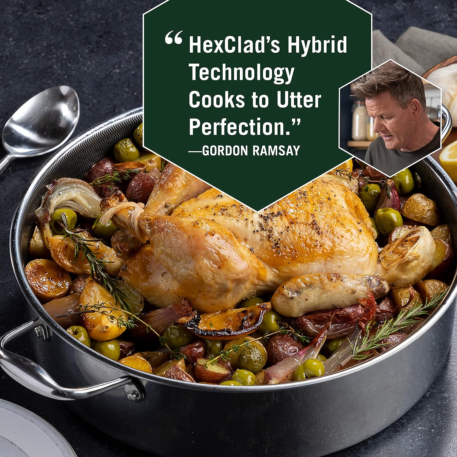HexClad 7 Quart Hybrid Saute Pan, Nonstick Chicken Fryer, Dishwasher and Oven Friendly, Compatible with All Cooktops