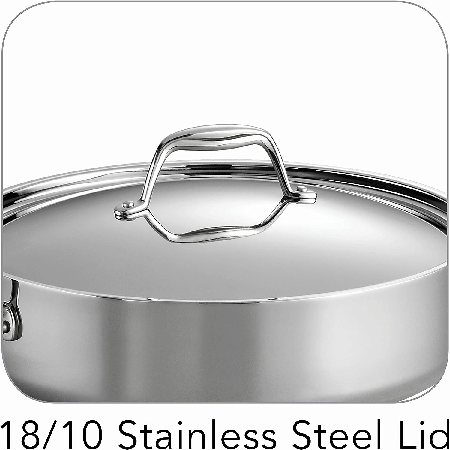 Tramontina Covered Deep Saute Pan Stainless Steel Tri-Ply Clad 6 Qt, 80116/073DS