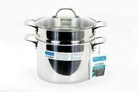 Viking 3-Ply Stainless Steel Stock Pot, Multi Pot Glass Lid  Pasta Insert 8 Quart
